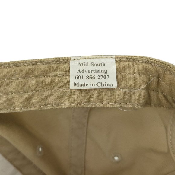 Garys Carpets Buck Deer Logo Strapback Cap Trucker Baseball Hat Khaki Red Trim - Picture 12 of 12